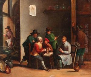 Boors Playing At Cards In An Inn by David The Younger Teniers
