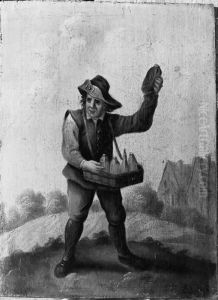 A Quack And A Boor Smoking A Pipe, Standing Small Full Lengths Inlandscapes