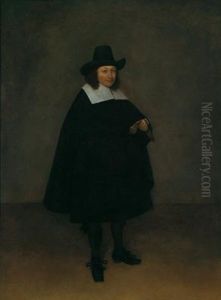 Ritratto A Figura Intera Di Gentiluomo Che Regge I Guanti Nella Mano Destra by Gerard Terborch
