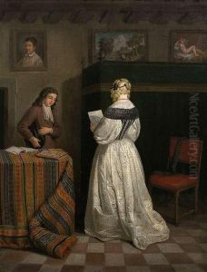 Receiving A Letter. Oil/canvas by Gerard Terborch