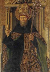 A bishop saint, half-length