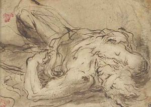 A reclining figure, his hands held across his torso by Spanish School