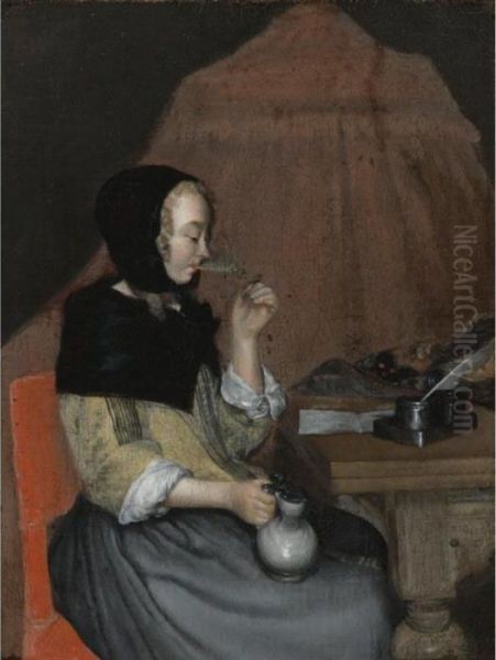 A Young Woman Drinking - view 1