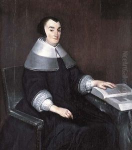Portrait Of A Lady, Three-quarter-length, In A Black Dress, Seatedby A Table by Gerard Terborch