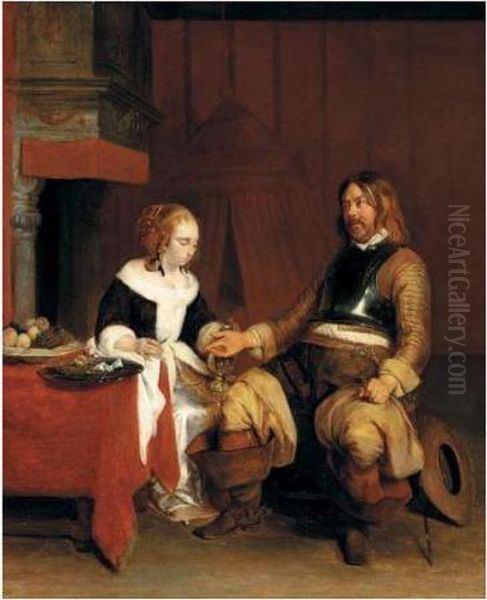 A Soldier Offering A Young Woman Coins - view 1