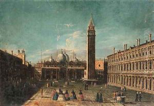 The Piazza San Marco, Venice by Venetian School