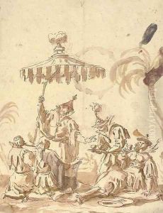 Orientals drinking tea Design for Chinoiserie by Venetian School