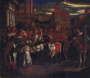 David dancing before the Ark by Venetian School