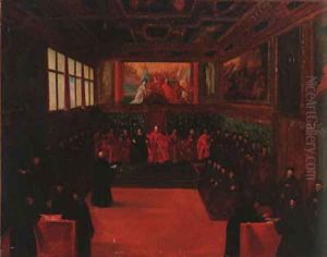 The Council chamber of the Doge's palace by Venetian School