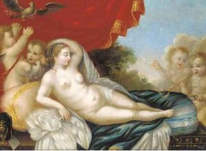 Venus reclining with putti by Venetian School
