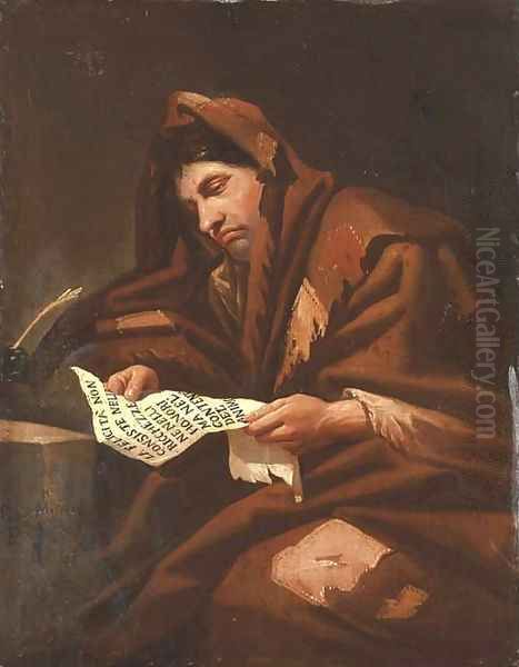 A philosopher at a table - view 1
