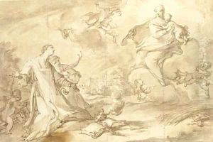 The Madonna and Child appearing to Saint Stephen and an acolyte in a landscape The Madonna and Child appearing to Saint Stephen and an acolyte in a landscape