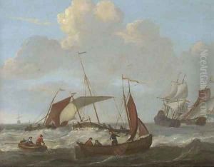 Dutch shipping in choppy seas by Abraham Storck
