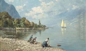 Washerwomen on a North Italian lake