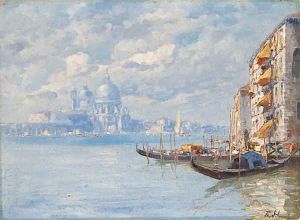 The Entrance To The Grand Canal With The Santa Maria Della Salute Beyond by Ferdinando Silvani
