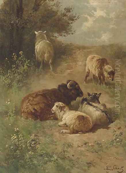 Sheep on a sandy track - view 1