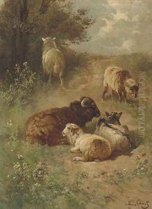 Sheep on a sandy track by Henri Schouten