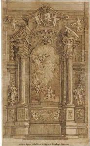 A design for an altar dedicated to the Annunciation in the Church of Sant'Ignazio, Rome by Roman School