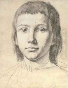 Head of a boy with long hair by Roman School