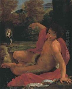 Saint John the Baptist and Christ in a landscape by Roman School