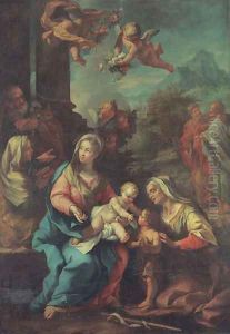 The Holy Family with the Infant Saint John the Baptist, Saint Elizabeth and Saint Anne by Roman School