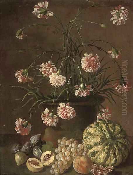 Carnations in a pot - view 1