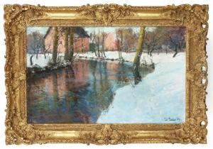 Winter Landscape With Stream by Fritz Thaulow