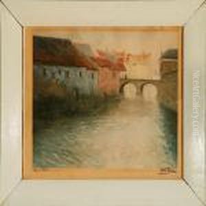 Canal Scene, Presumeably From Antwerp by Fritz Thaulow