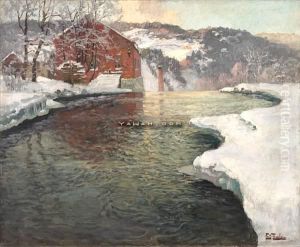 Vinter Ved Mesnaelven by Fritz Thaulow