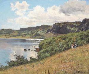 Norsk Summer Landskap - Ved Holmestrand (norwegian Summer Landscape- By Holmestrand) by Fritz Thaulow