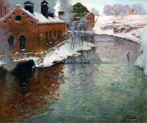 Fabrikkbygning Ved Akerselven by Fritz Thaulow