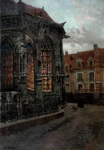 Pa Vei Til Aftenmessen I Kirken St. Jacques I Dieppe Olje Pa Lerret - view 1
