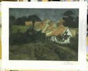 Hus Om Natten. Bladstrl , Oramad. by Fritz Thaulow