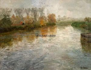 Elvelandskap Om Hosten Olje Pa Lerret by Fritz Thaulow