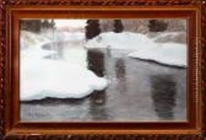 A Winter Scenery by Fritz Thaulow