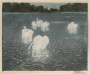 Les Cygnes by Fritz Thaulow