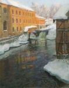 Vinter Ved Akerselven by Fritz Thaulow