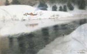 Winter At Simoa River by Fritz Thaulow