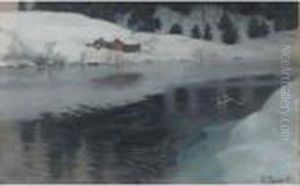 Winter At Simoa River by Fritz Thaulow