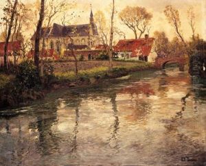 A River Landscape With A Church Beyond A River Landscape With A Church Beyond