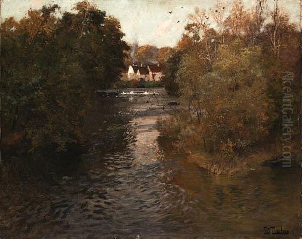 A River Landscape With Cottages - view 1