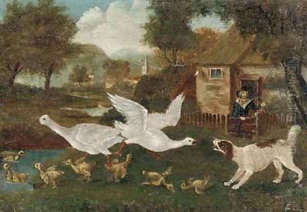 A commotion in the farmyard - view 1