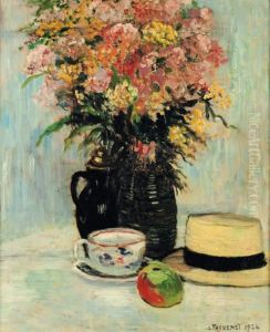 Nature Morte Au Bouquet Et Au Chapeau by Louis Thevenet