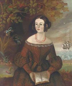 Portrait of a lady, half-length, in a tartan dress