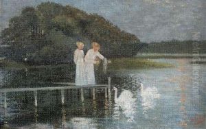 Two Ladies With Swans