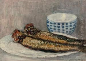Les Harengs: A Still Life With Herrings And A Bowl by Louis Thevenet
