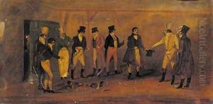 The cock fight by English Provincial School