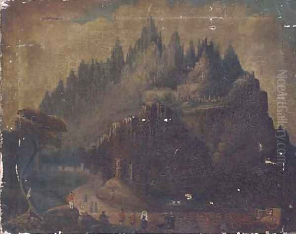 Travellers surveying an Italianate citadel - view 1