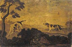 Pointers in a landscape by English Provincial School