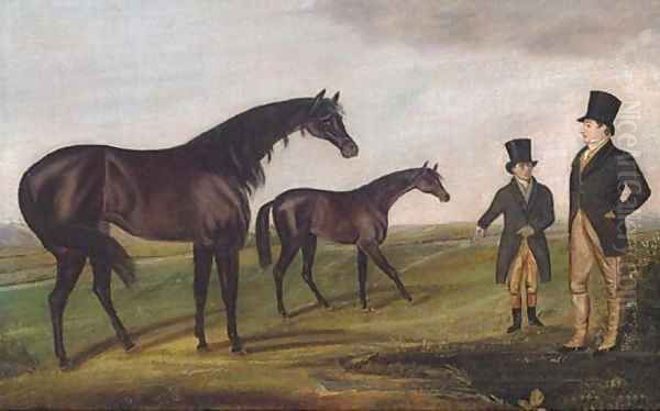 A mare and foal with a trainer and owner - view 1